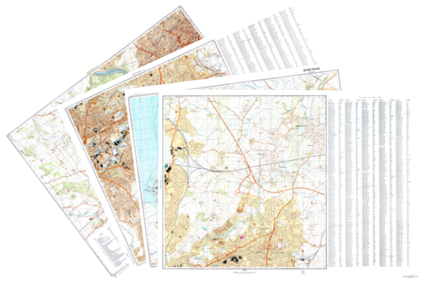 Bristol (UK) 4-Sheet Map Set - Soviet Military City Plans