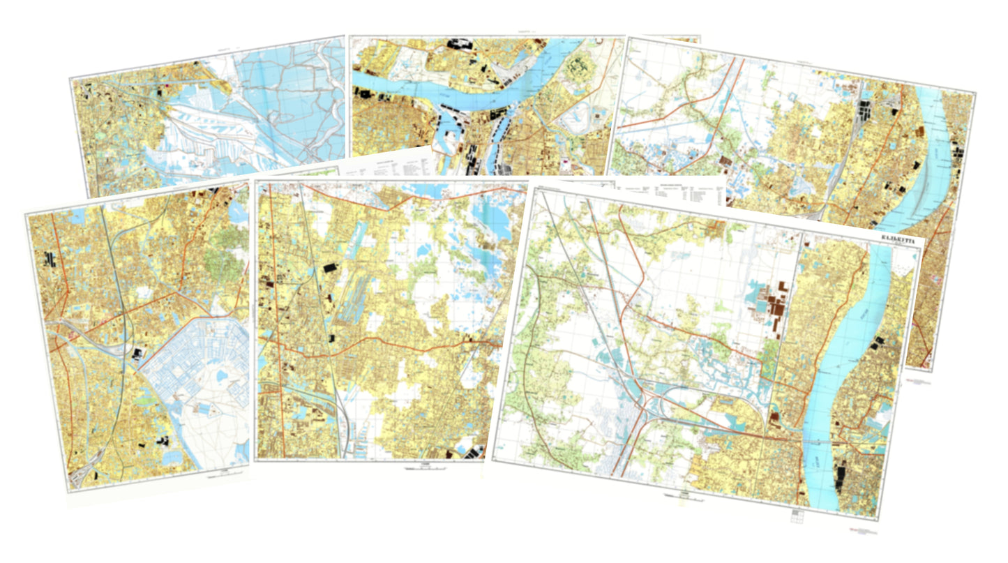 Calcutta (India) 6-Sheet Map Set - Soviet Military City Plans