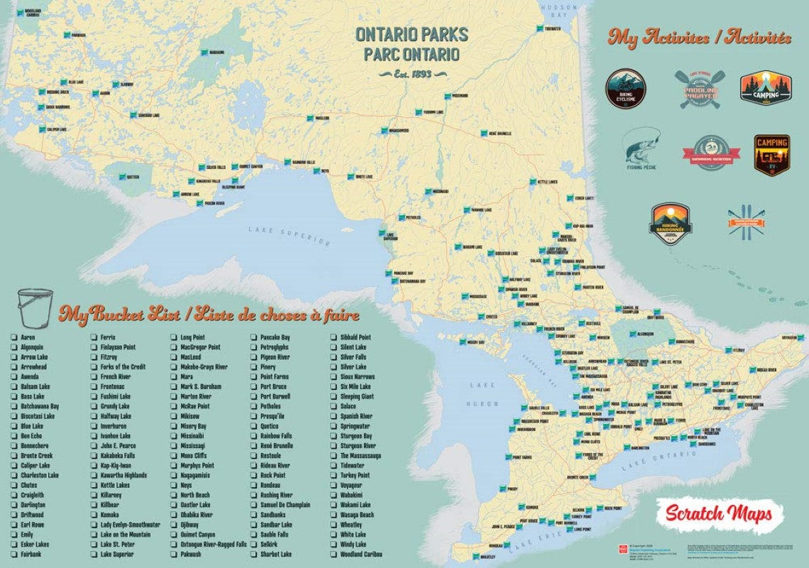 ONTARIO PROVINCIAL PARKS SCRATCH MAP