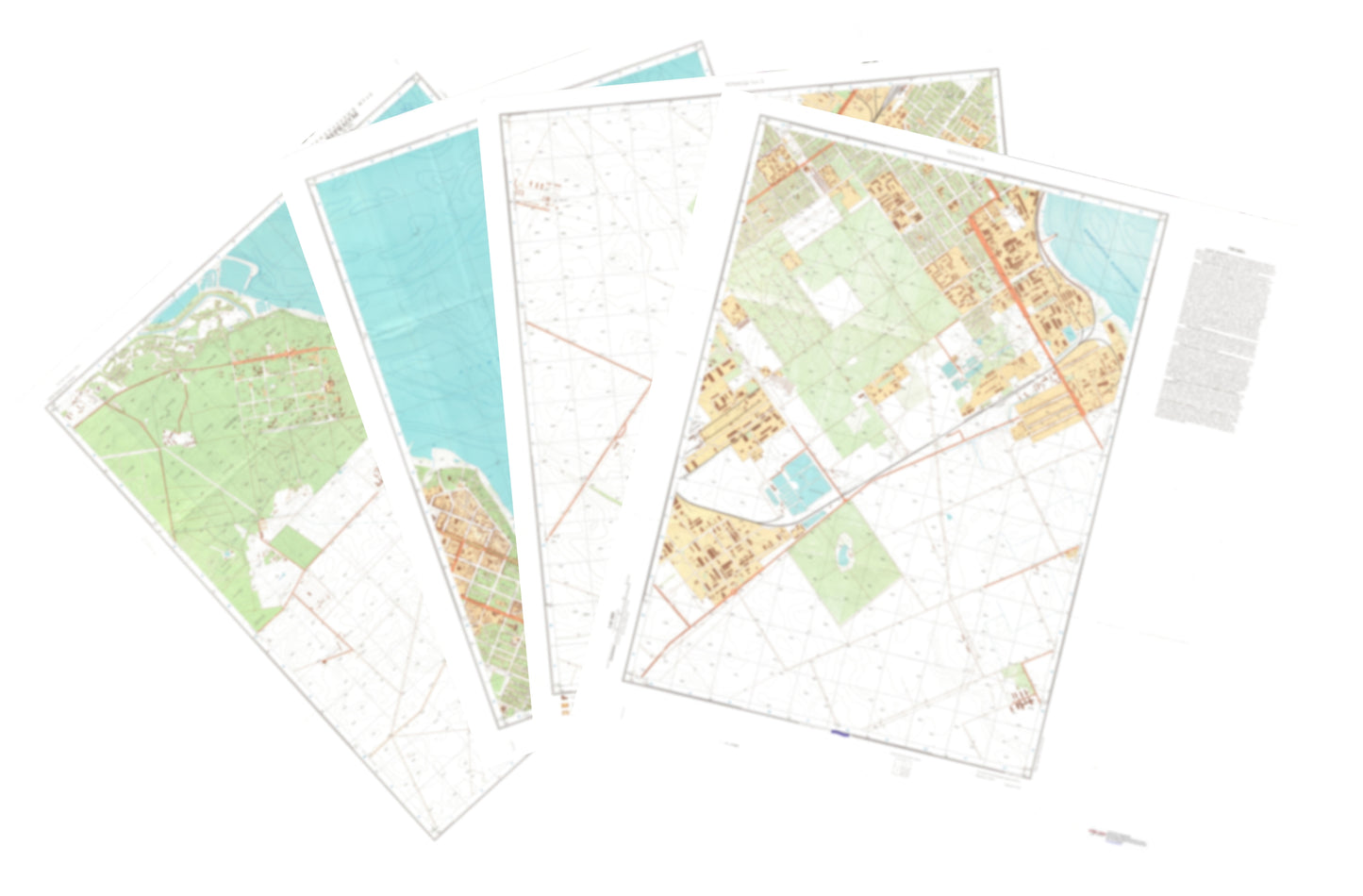 Cherkassy (Ukraine) 4-Sheet Map Set - Soviet Military City Plans