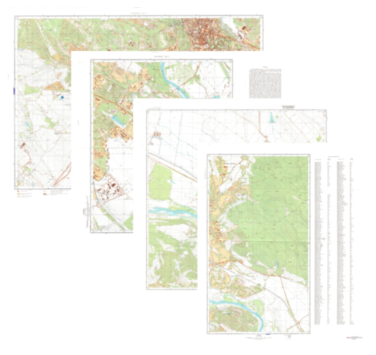 Chernovtsy (Ukraine) 4-Sheet Map Set - Soviet Military City Plans