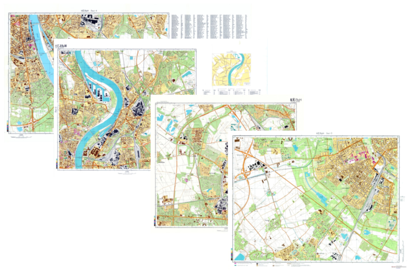 Cologne (Germany) 4-Sheet Map Set - Soviet Military City Plans