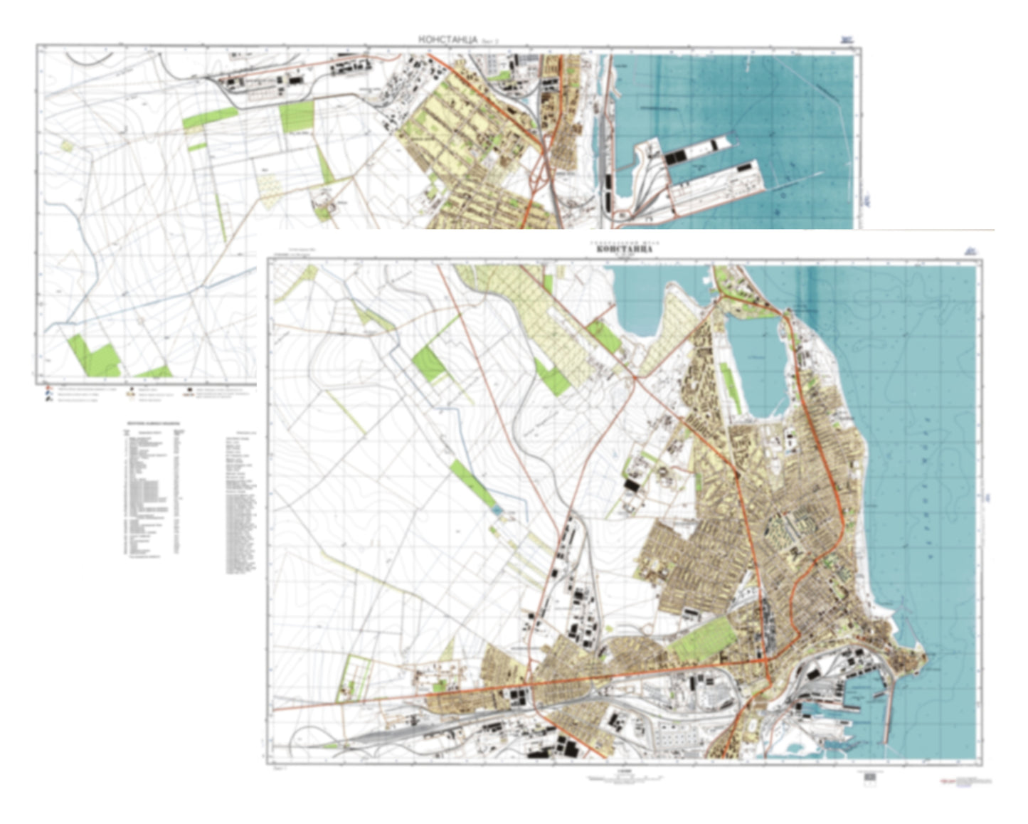 Constanta (Romania) 2-Sheet Set - Soviet Military City Plans
