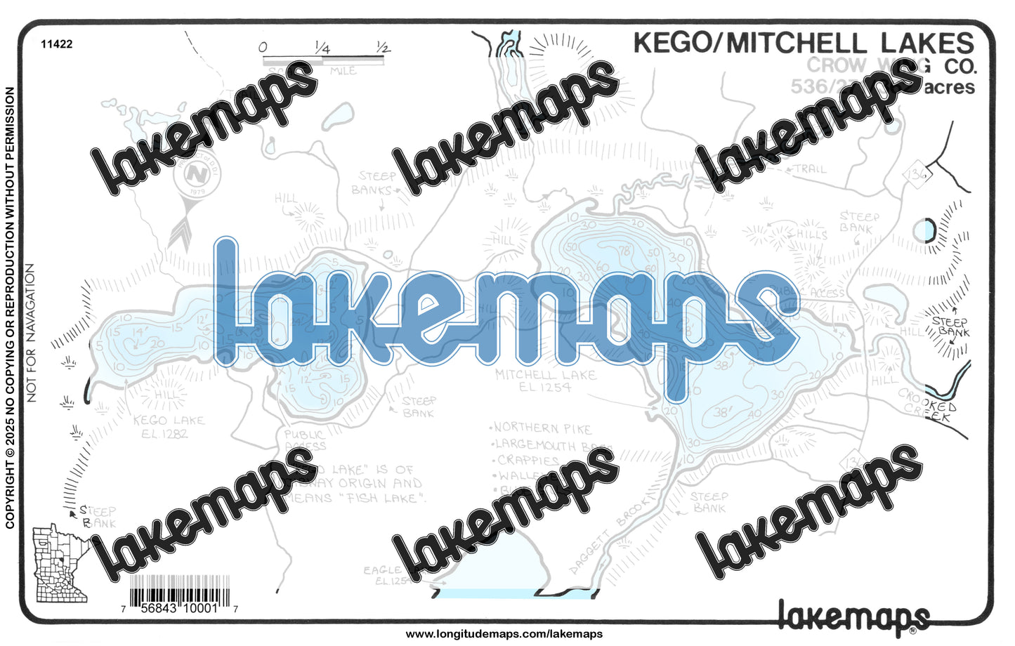 Crow Wing County, MN - KEGO / Mitchell - Lakemap - 11422