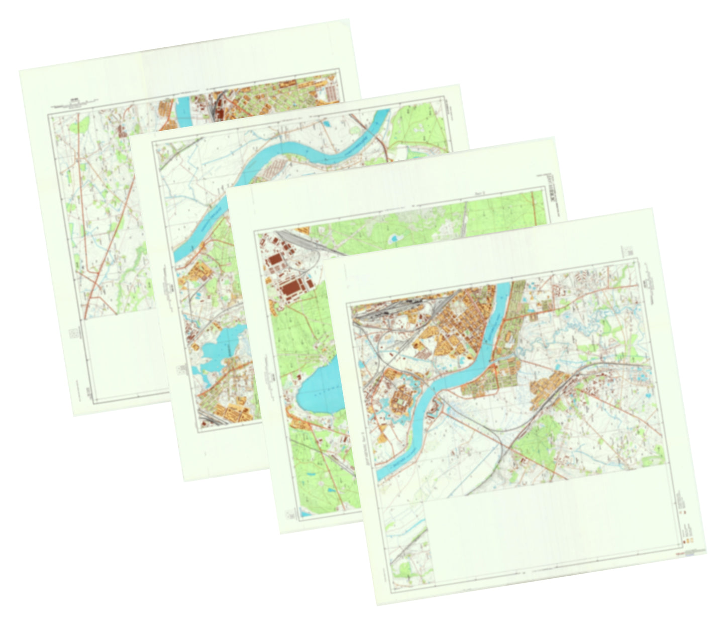 Daugavpils (Latvia) 1991 Edition 4-Sheet Map Set - Soviet Military City Plans