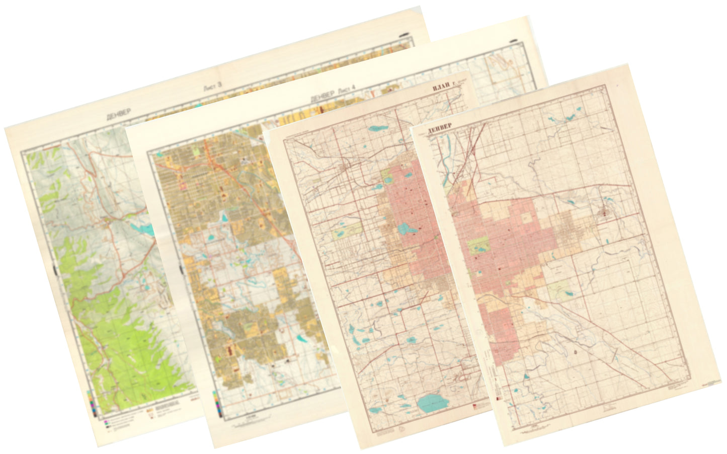 Denver, CO (USA) 4-Sheet Map Set - Soviet Military City Plans