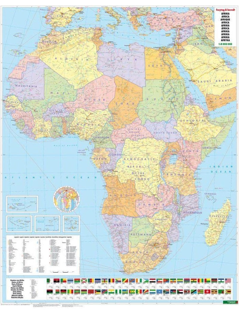 Africa physical-political (Poster) Wall Map
