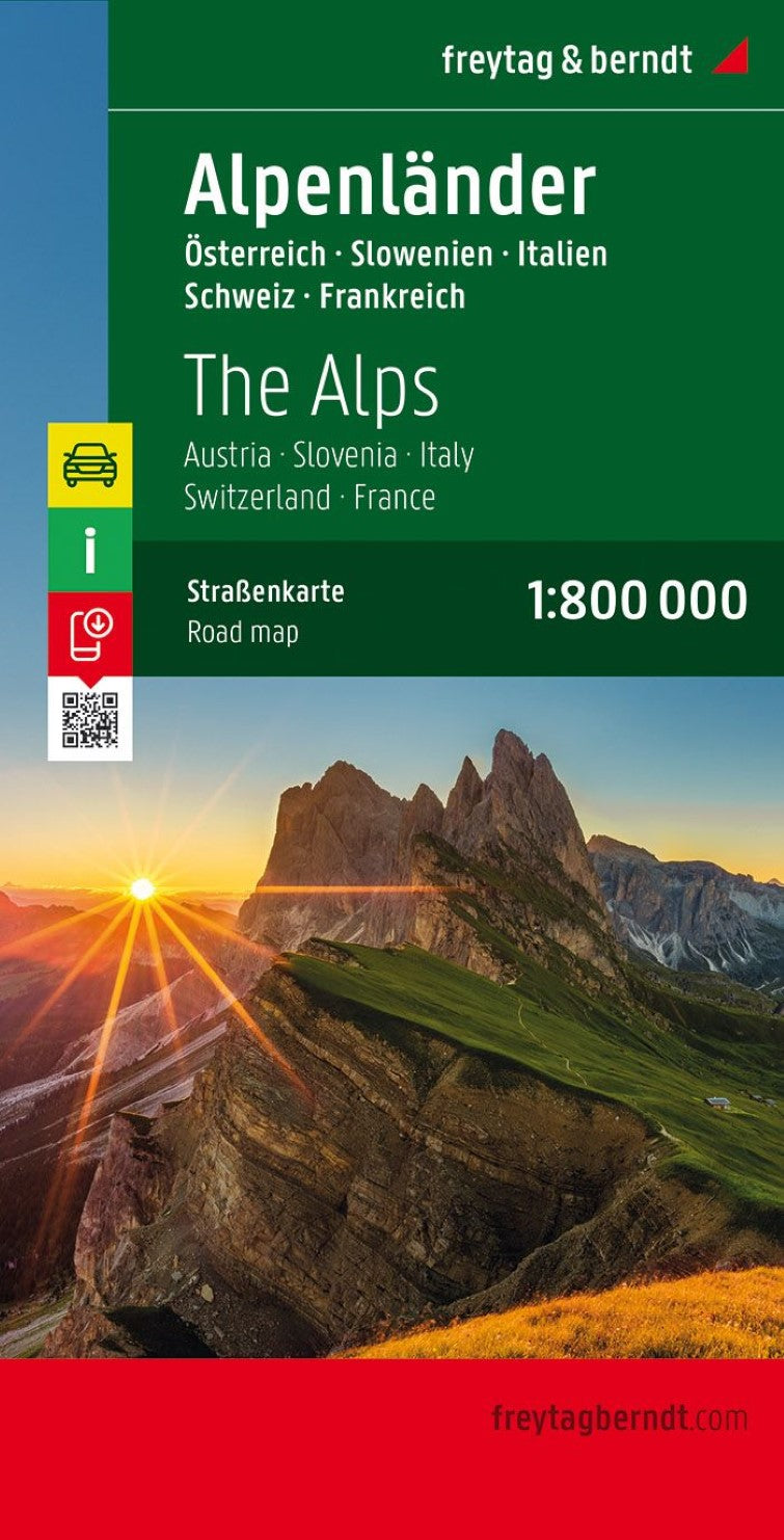 Alpine countries, road map 1:800,000