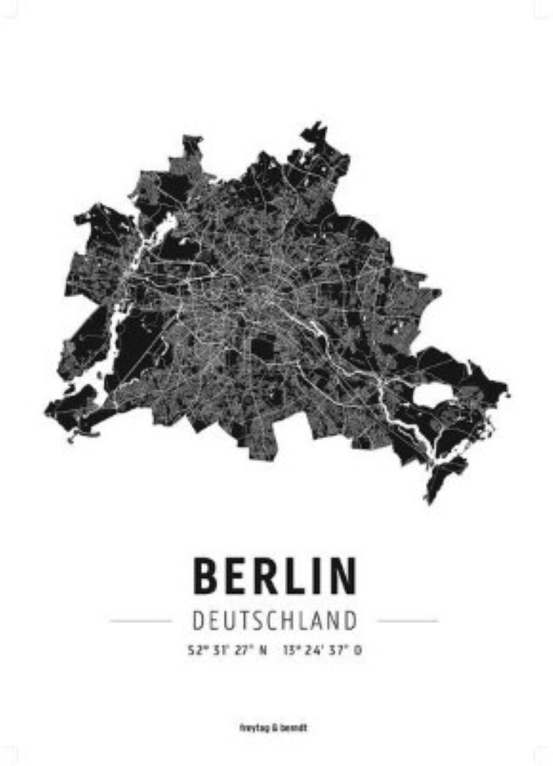Berlin, Designposter, Hochglanz-Fotopapier = Berlin, wall map, high-gloss photo paper