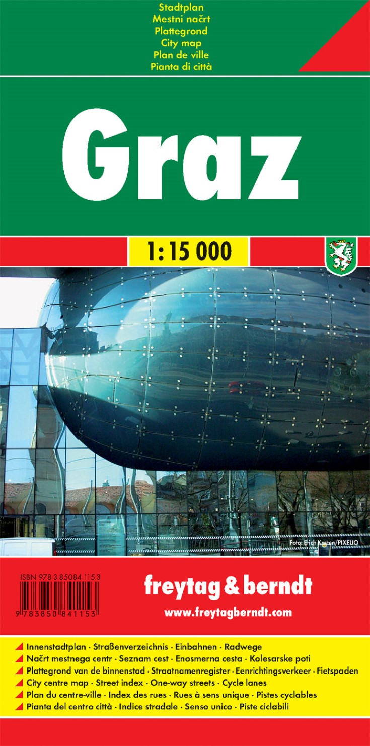 Graz, city map 1:15,000, with cycle paths