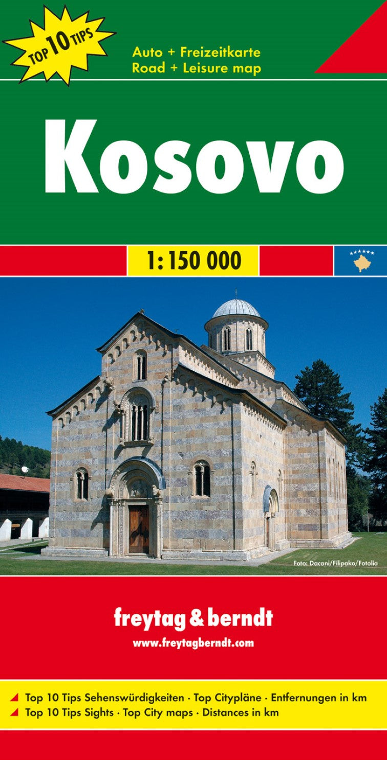 Kosovo, road map 1:150,000, top 10 tips