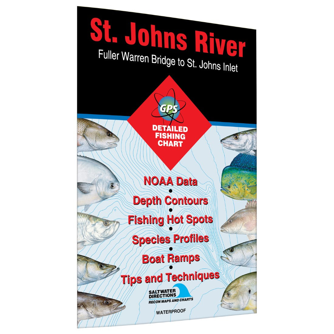 St. Johns River Fuller Warren Bridge to St Johns Inlet Fishing Map