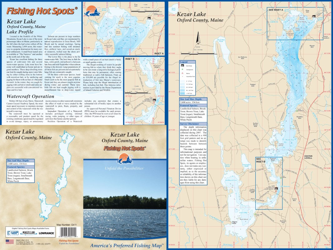 KEZAR LAKE - LAMINATED ME MAP