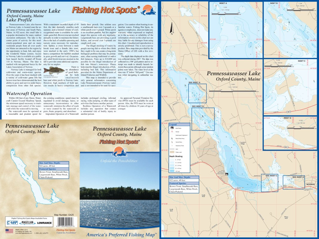 PENNESSAWASSEE LAKE - LAMINATED MAP