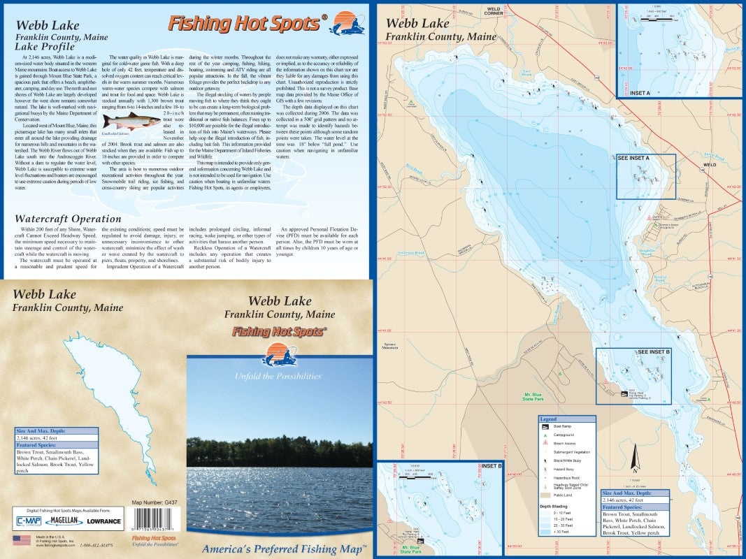 WEBB LAKE - LAMINATED ME MAP