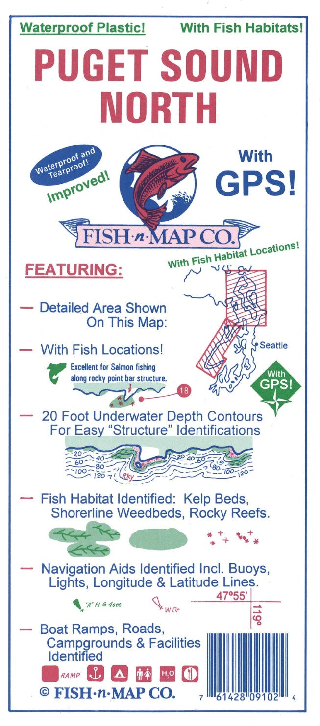 Puget Sound North (Everett to Deception Pass) Fishing Map