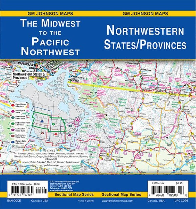Northwestern States & Provinces, USA-Canada Sectional Map