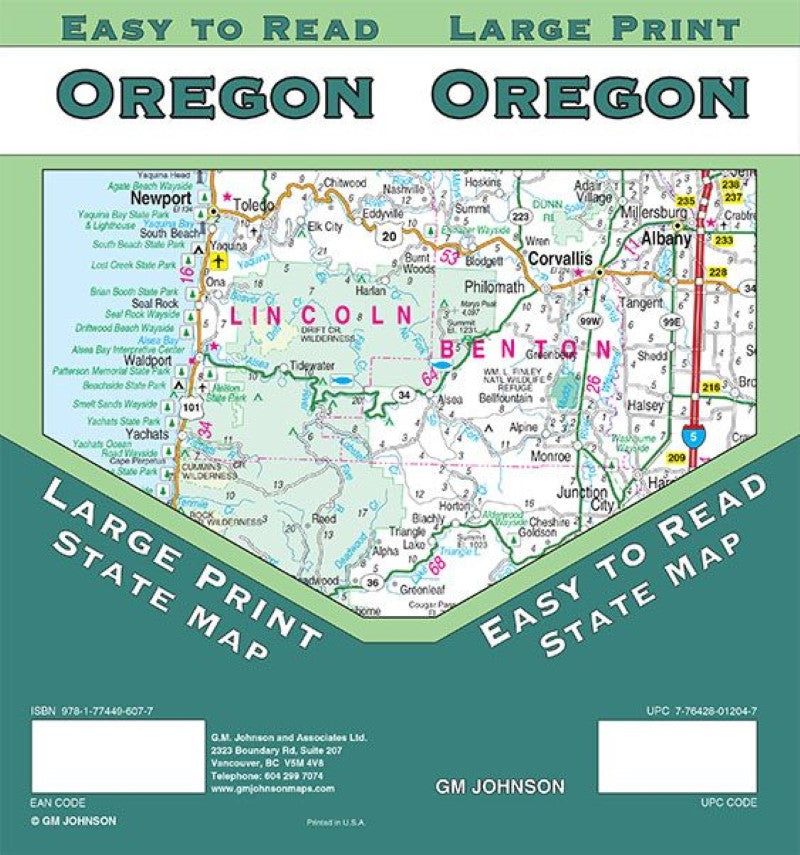 Oregon, Large Print Road Map