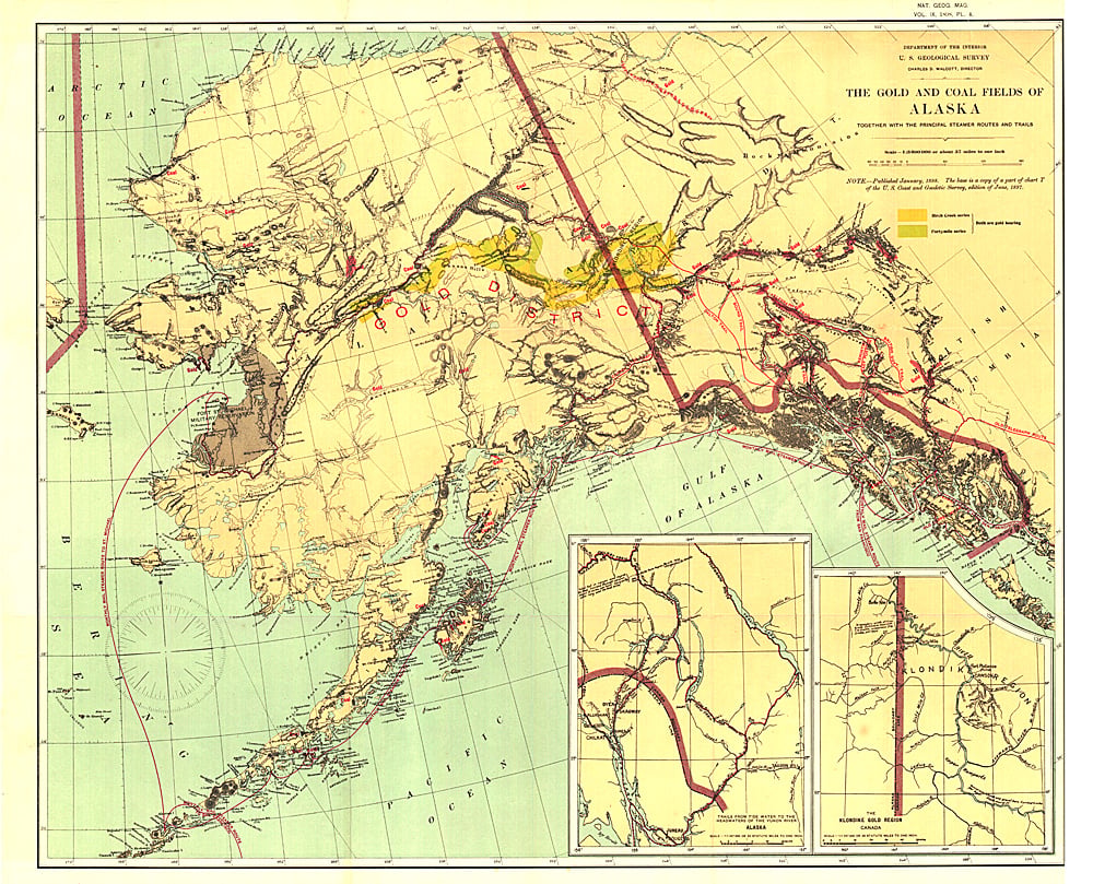 1898 Gold and Coal Fields of Alaska Map