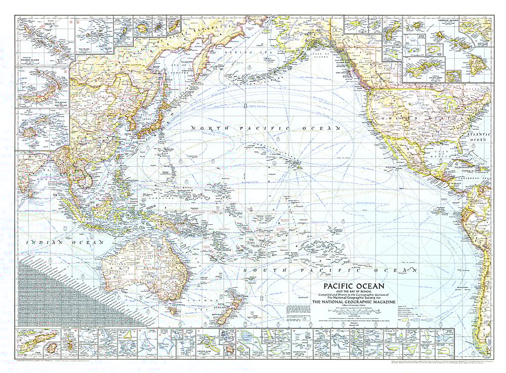 1943 Pacific Ocean, and the Bay of Bengal Map