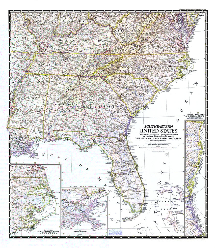 1947 Southeastern United States Map
