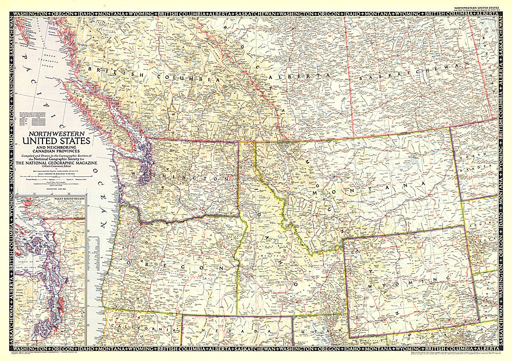 1950 Northwestern United States and Canadian Provinces Map