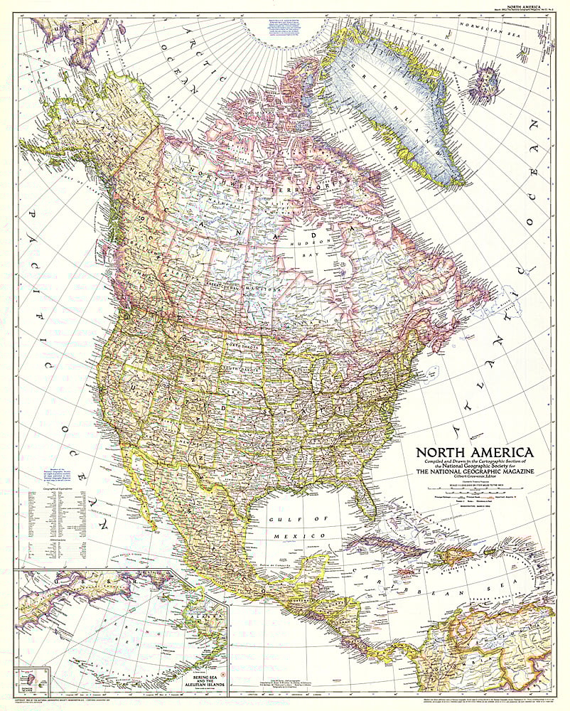 1952 North America Map