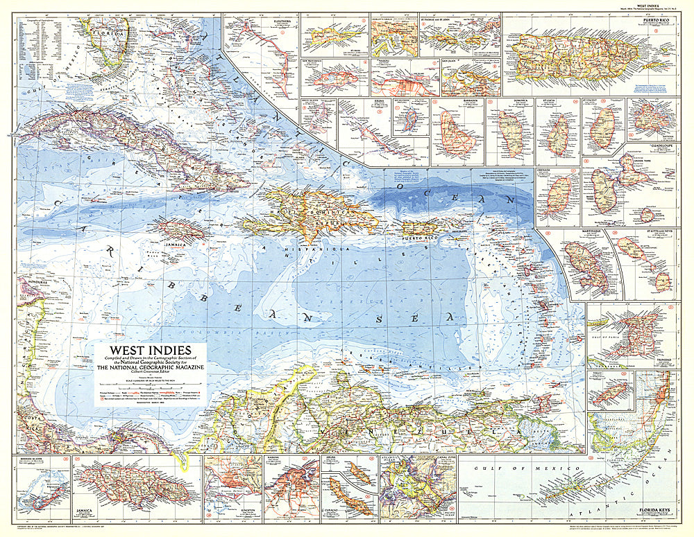 1954 West Indies Map