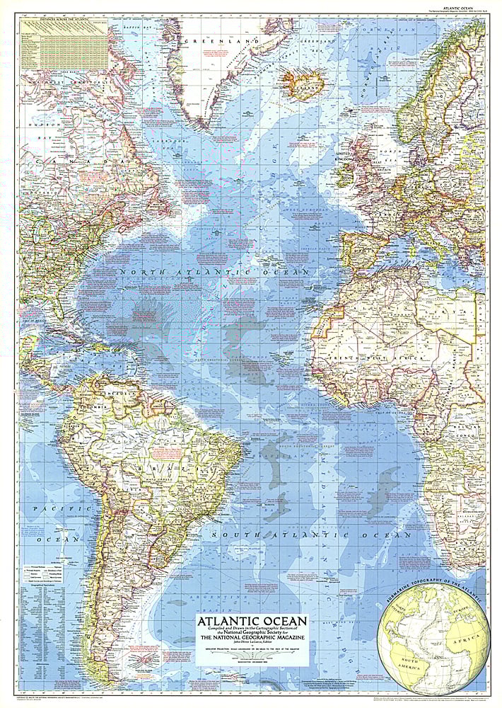 1955 Atlantic Ocean Map