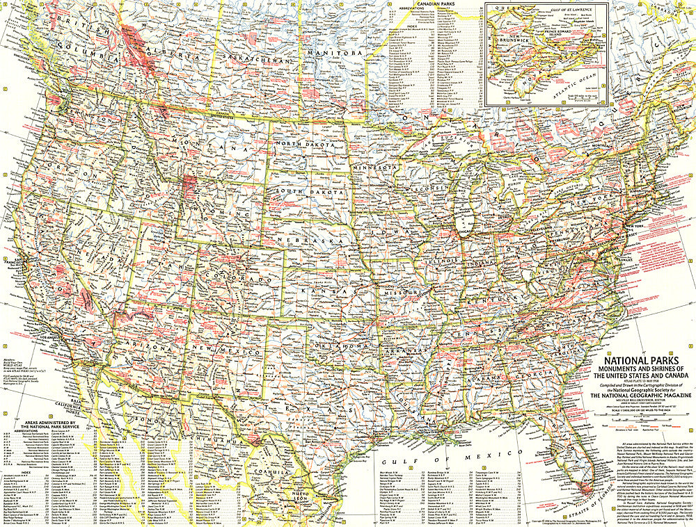1958 National Parks Map