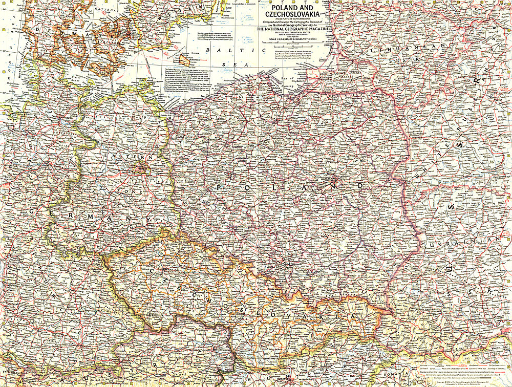 1958 Poland and Czechoslovakia Map
