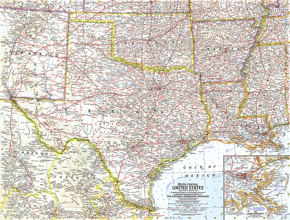 1961 South Central United States Map