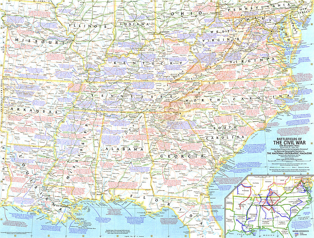 1961 Battlefields of the Civil War Map