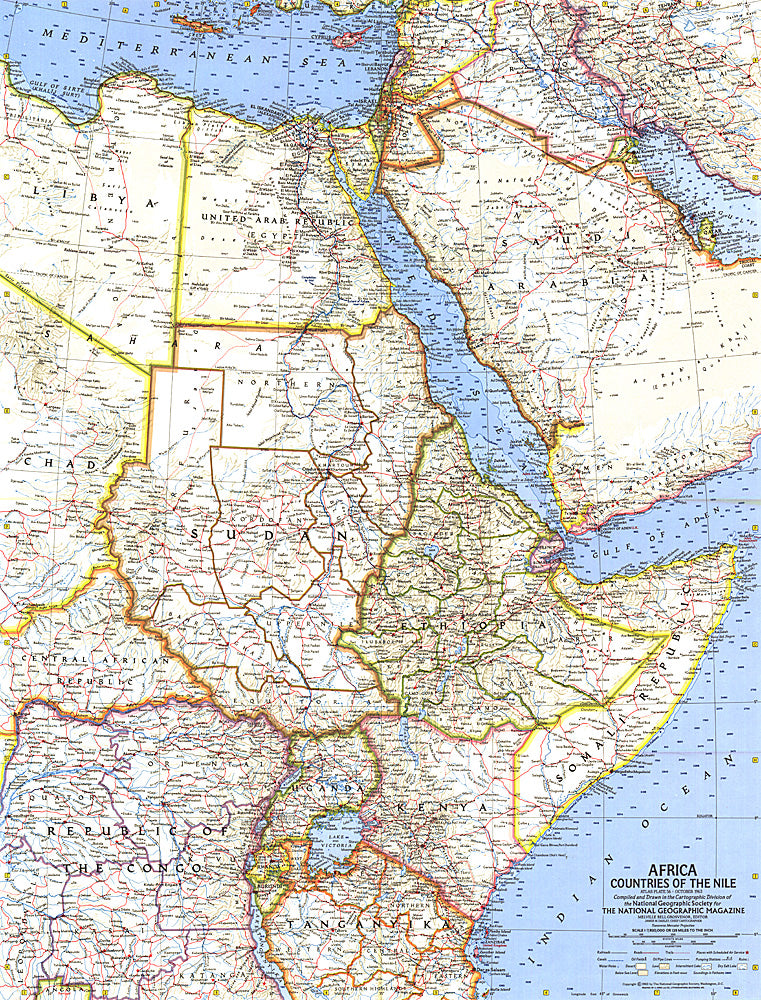 1963 Africa, Countries of the Nile Map