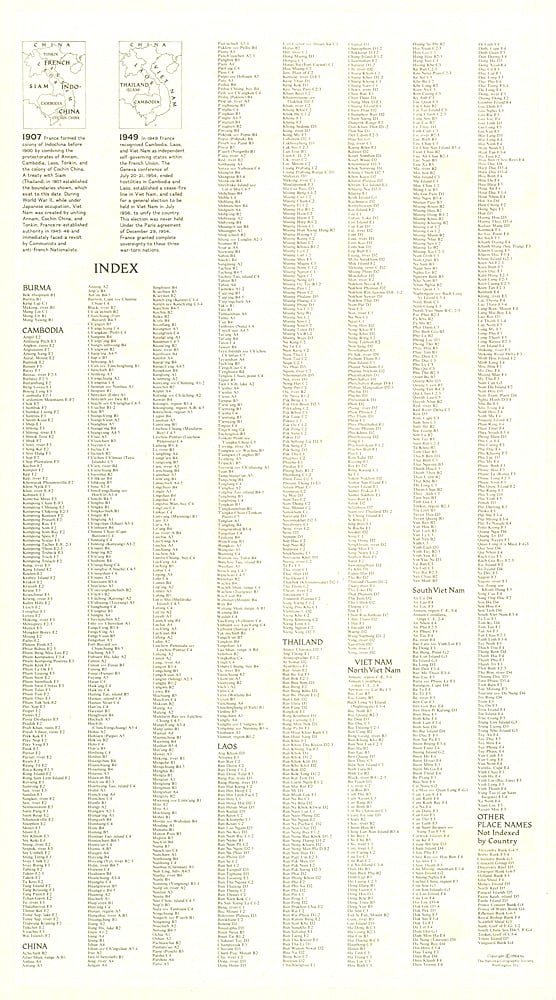 1965 Vietnam, Cambodia, Laos and Eastern Thailand Index