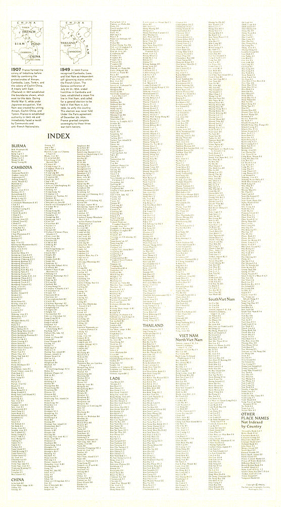 1965 Vietnam, Cambodia, Laos and Eastern Thailand Index