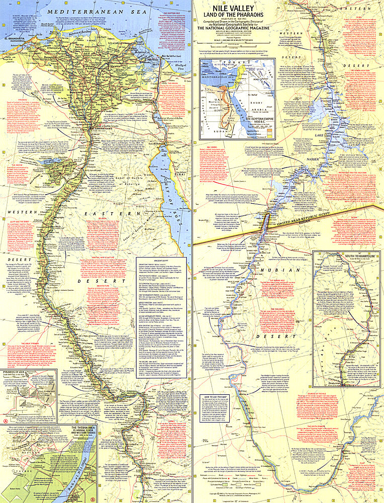 1965 Nile Valley, Land of the Pharaohs Map