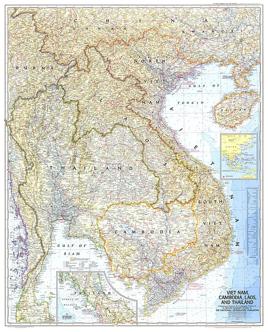 1967 Vietnam, Cambodia, Laos, and Thailand Map