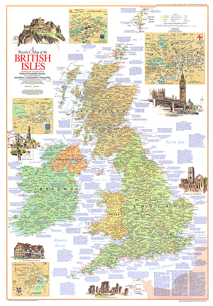 1974 Travelers Map of the British Isles