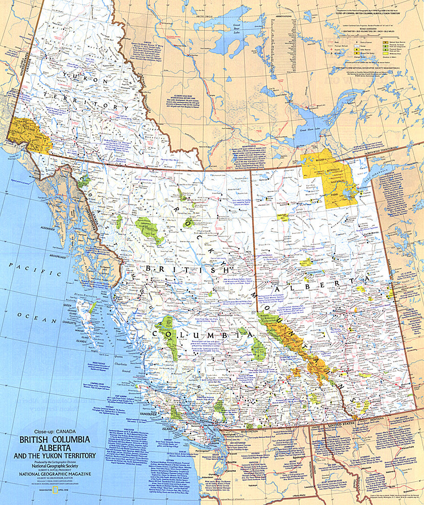 1978 British Columbia, Alberta and the Yukon Territory Map