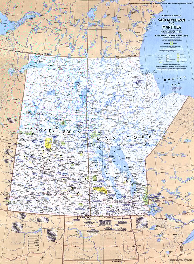 1979 Saskatchewan and Manitoba Canada Map