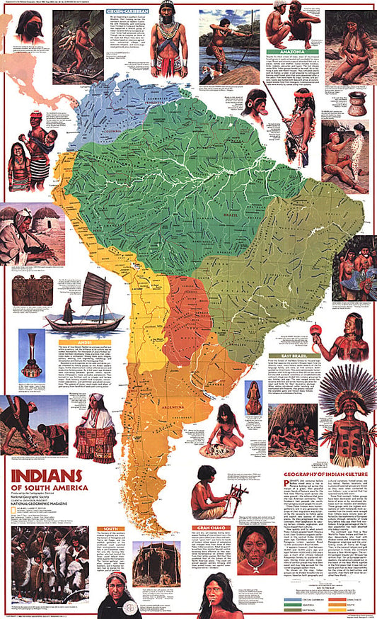 1982 Indians of South America Map