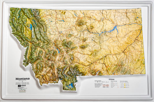 Montana Natural Color Raised Relief Map