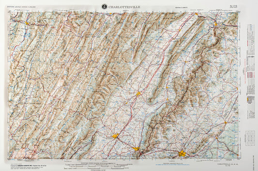 Charlottesville, Virginia (NJ 17-6) Raised Relief Map