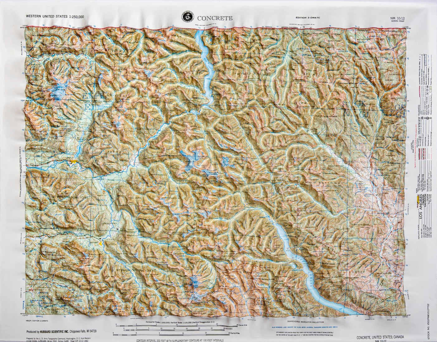 Concrete, Washington (NM 10-12) Raised Relief Map