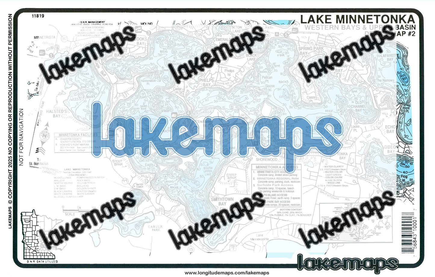 Hennepin County, MN - Lake Minnetonka - map 2 - Western Bays & Up Basin - Lakemap - 11819