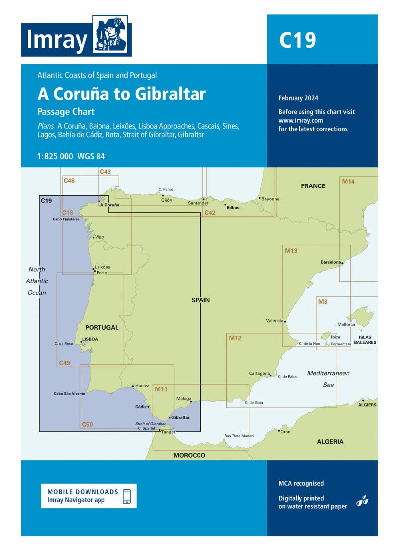 C19 A Coruña to Gibraltar Nautical Charts
