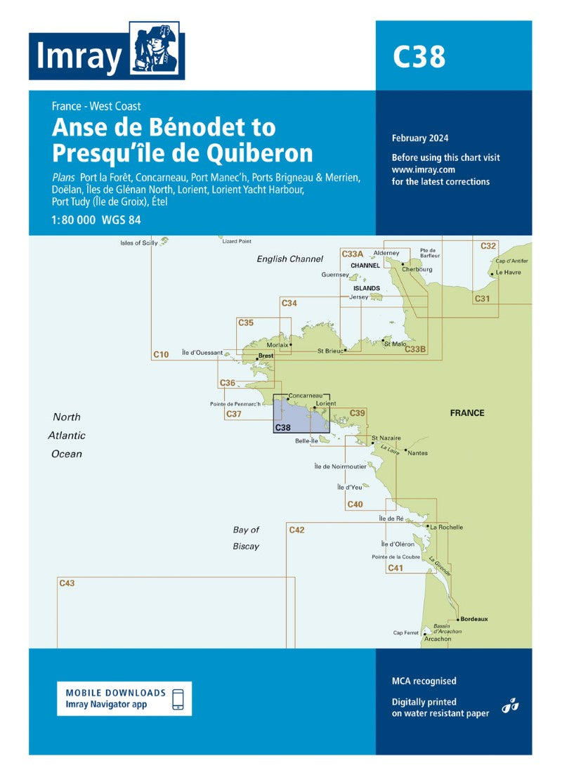 C38 Anse de Bénodet to Presqu'île de Quiberon Nautical Charts