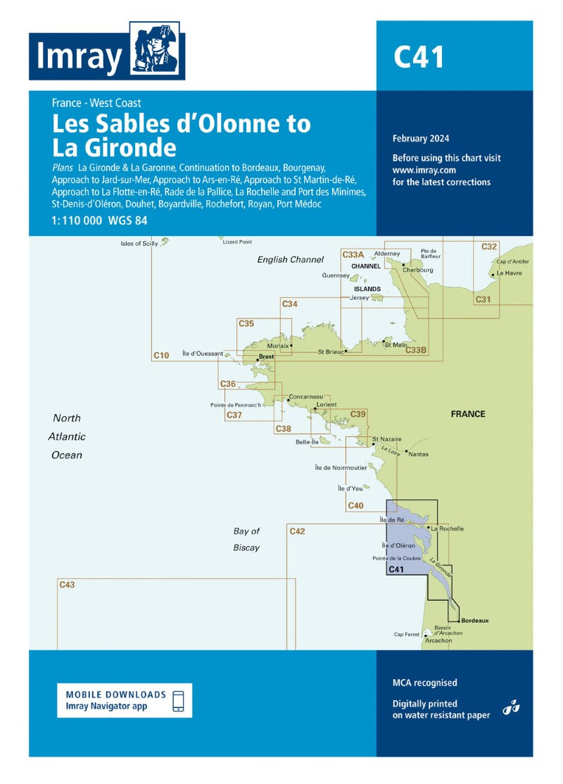C41 Les Sables d'Olonne to La Gironde Nautical Charts