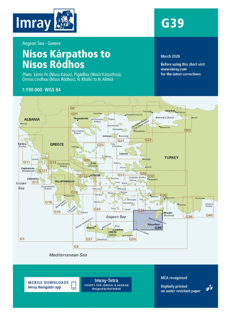 G39 Nísos Kárpathos to Nísos Ródhos Nautical Charts